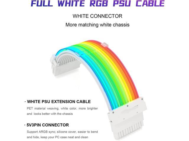 BUCIER RGB PSU Cables,ARGB Motherboard Power Supply Cable,24 Pin Sleeved Cable Extension Kit,Strimer Extension Cable Kit 5V 3Pin...