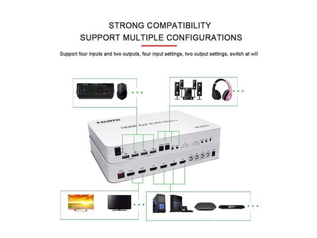 BUCIER 4X2 HDMI KVM Switch Matrix 4Port Dual Monitor Extended Display 4K 60Hz Supports USB2.0 Devices Control Up to 4 Computers