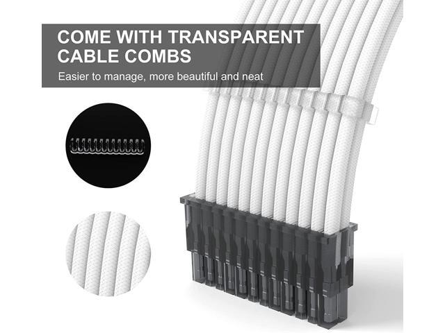 BUCIER PSU Extension Cable Kit Custom Sleeved Power Supply Cable Mod for PC Build 18AWG 24Pin ATX /8 (4+4) Pin EPS CPU Cable /8 (6+2) Pin PCI-E...