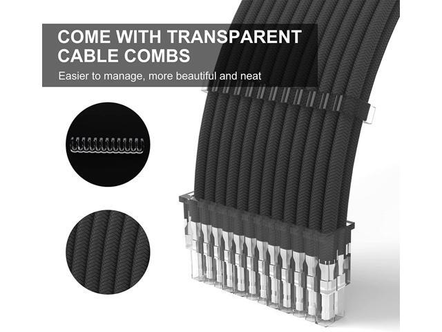 BUCIER PSU Extension Cable Kit Custom Sleeved Power Supply Cable Mod for PC Build 18AWG 24Pin ATX /8 (4+4) Pin EPS CPU Cable /8 (6+2) Pin PCI-E...