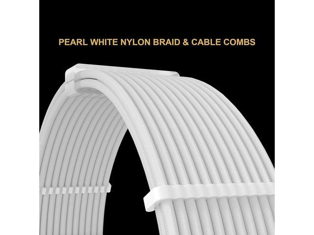 BUCIER White PSU Extension Cable Kit,Custom Sleeved Power Supply Cable Mod for PC Build 18AWG 24Pin ATX /8 (4+4) Pin EPS CPU Cable /8 (6+2) Pin...