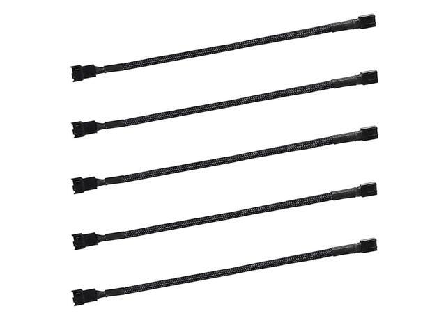 BUCIER 5 Pack- 11.8 inch PWM Fan Extension Cable PC Fan Extension Cable Compatible with ATX Case 3 Pin & 4 Pin Cooling Fans Durable Black Nylon...