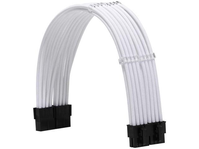 BUCIER Sleeve Extension Power Supply Cable Kit 18AWG ATX 24P+ EPS 8-P+PCI-E8-P with Combs for PSU to Motherboard/GPU (White)