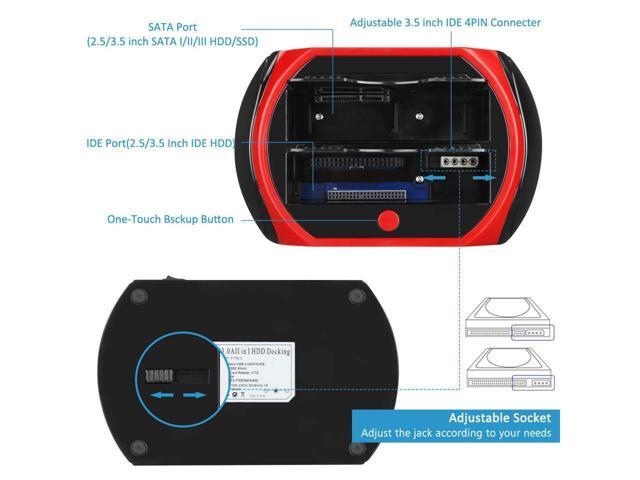 BUCIER Hard Drive Docking Station For SATA & IDE, USB to 2.5' 3.5' SATA IDE Dual bay External Enclosure, All in 1 Card Reader XD/TF/MS/CF/ SD card,...