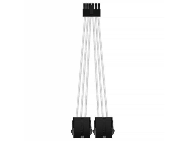 BUCIER 12PIN transfer 2×8PIN Extension Cable Power Supply Sleeved Synchronized PSU Extension Kit White