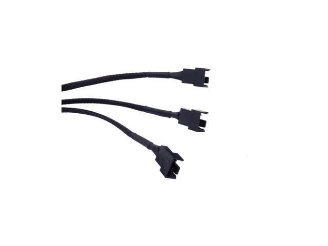 BUCIER PWM Fan Splitter Adapter Cable Sleeved Braided Y Splitter Computer PC 4 Pin Fan Extension Power Cable 1 to 3 Converter 10.6 inches (2 Pack)