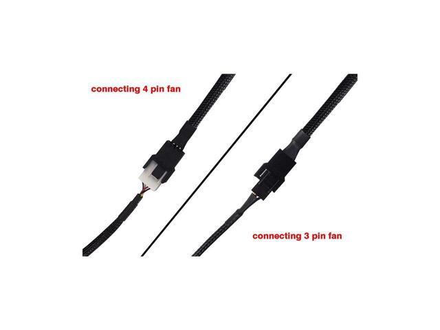 BUCIER PWM Fan Splitter Adapter Cable Sleeved Braided Y Splitter Computer PC 4 Pin Fan Extension Power Cable 1 to 3 Converter 10.6 inches (2 Pack)