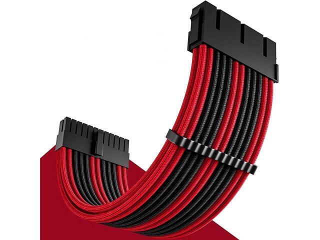 BUCIER Power Supply Sleeved Cable, Extension PC Kit, 18AWG 24Pin ATX / 8 (4+4) Pin EPS / 8 (6+2) Pin PCI-E Power Supply PSU Cable with Combs, 30CM...