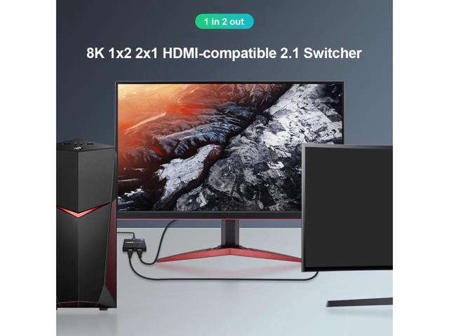 BUCIER Bi-Direction 8K HDMI Switcher, High Speed 48Gbps 2 in 1 out/1 in 2 out Splitter 8K@60Hz 4K@120Hz Directional 2.1 Converter for PS4 TV Box...