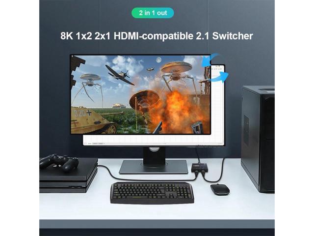 BUCIER Bi-Direction 8K HDMI Switcher, High Speed 48Gbps 2 in 1 out/1 in 2 out Splitter 8K@60Hz 4K@120Hz Directional 2.1 Converter for PS4 TV Box...