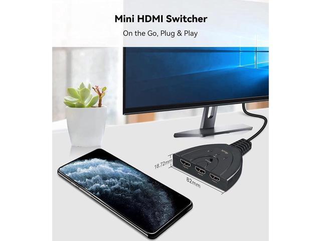 BUCIER HDMI Switch, 4K HDMI Splitter 3 in 1 Out, 3-Port HDMI Switcher Selector with Pigtail HDMI Cable,Supports Full HD 4K 1080P 3D Player, HDMI...