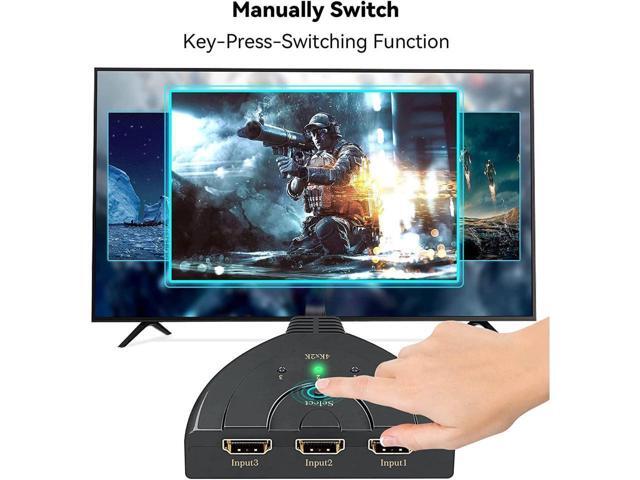 BUCIER HDMI Switch, 4K HDMI Splitter 3 in 1 Out, 3-Port HDMI Switcher Selector with Pigtail HDMI Cable,Supports Full HD 4K 1080P 3D Player, HDMI...