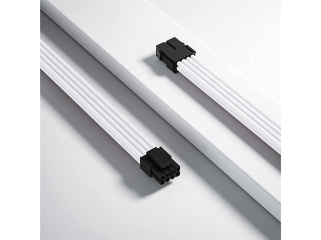 BUCIER Sleeved Cable, White Power Supply Cable Extension Kit, 24PIN ATX, 4+4 PIN EPS, Dual 6+2 PIN PCIE, 6 PIN PCI-E