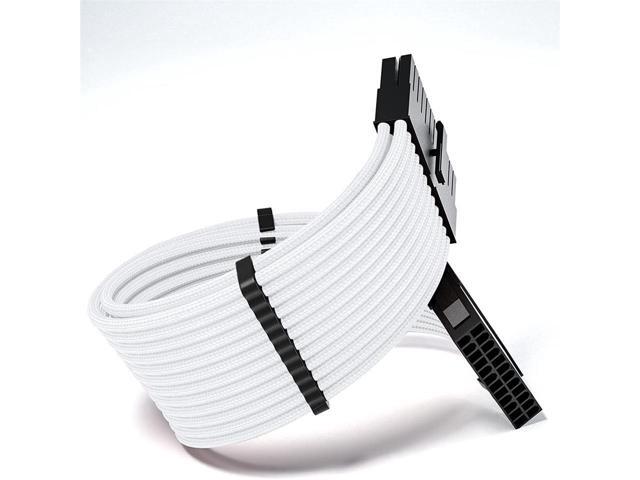 BUCIER Sleeved Cable, White Power Supply Cable Extension Kit, 24PIN ATX, 4+4 PIN EPS, Dual 6+2 PIN PCIE, 6 PIN PCI-E