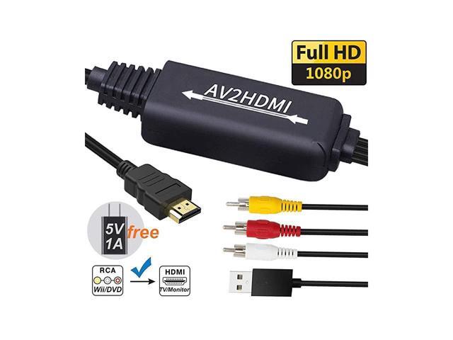 BUCIER RCA to HDMI Converter Cable AV to HDMI Adapter Cable Cord 3RCA CVBS Composite Audio Video in to 1080P HDMI Out Supporting PAL NTSC for Wii...