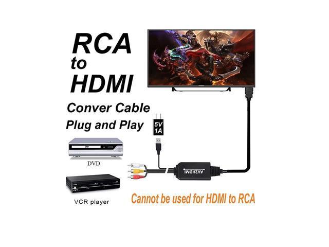 BUCIER RCA to HDMI Converter Cable AV to HDMI Adapter Cable Cord 3RCA CVBS Composite Audio Video in to 1080P HDMI Out Supporting PAL NTSC for Wii...