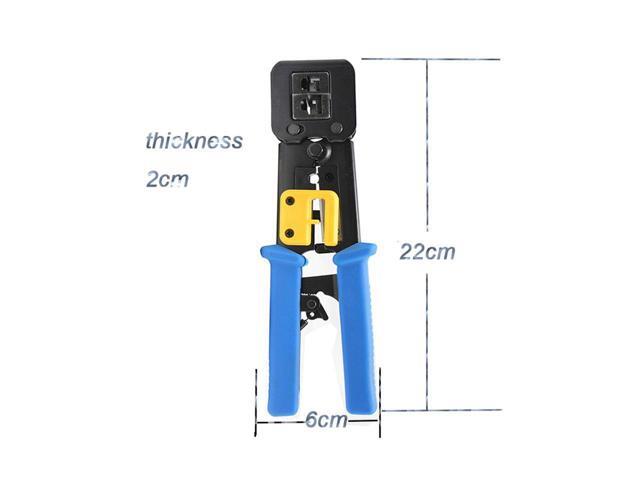BUCIER RJ45 Crimp Tool Pass Through Cat5 Cat5e Cat6 Crimping Tool for RJ45/RJ12 Regular and End-Pass-Through connectors (Blue)