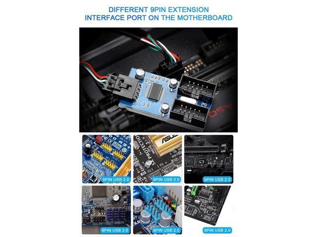 BUCIER Motherboard Usb 2.0 9Pin Header 1 To 2 Extension Hub Splitter Adapter - Converter Mb Usb 2.0 Female To 2 Female - 30Cm Cable Usb 9-Pin...