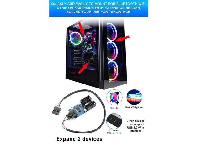 BUCIER Motherboard Usb 2.0 9Pin Header 1 To 2 Extension Hub Splitter Adapter - Converter Mb Usb 2.0 Female To 2 Female - 30Cm Cable Usb 9-Pin...