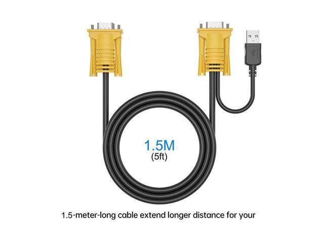 BUCIER VGA KVM Cable 5ft, USB VGA 2in1 KVM Cable for VGA KVM Switch (1pack, 1.5m)