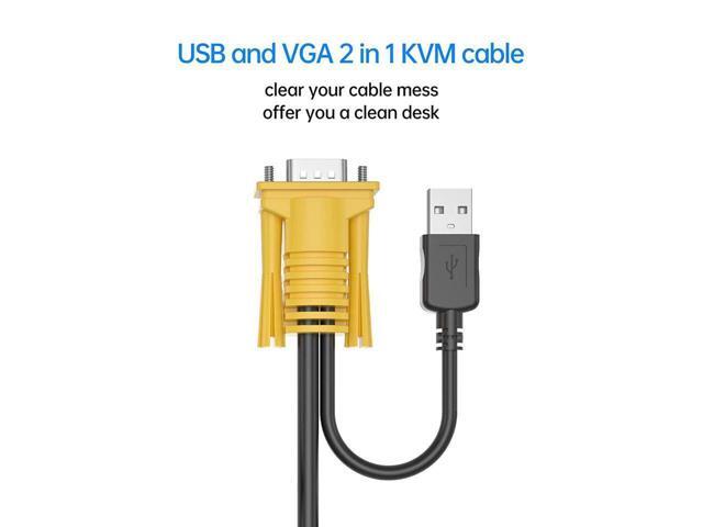 BUCIER VGA KVM Cable 5ft, USB VGA 2in1 KVM Cable for VGA KVM Switch (1pack, 1.5m)