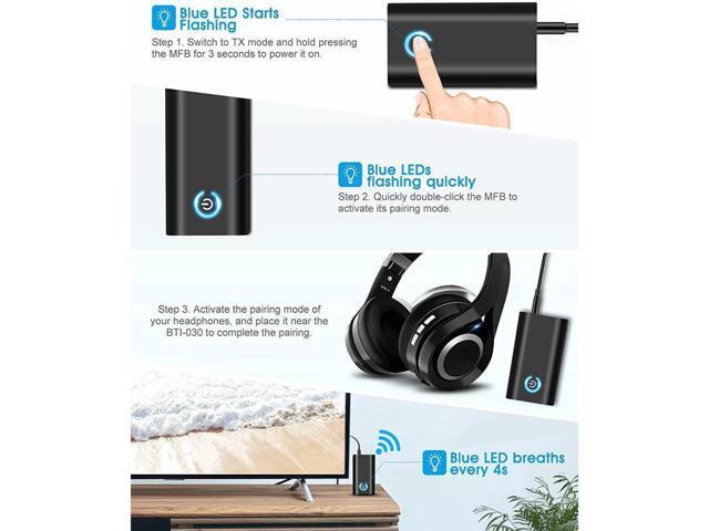 BUCIER 2-in-1 Bluetooth 5.0 Transmitter Receiver with 3.5mm Jack Aux for TV PC Home Car Sound System