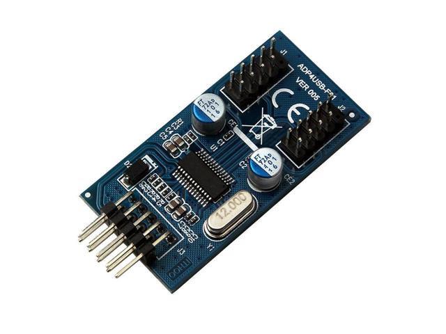 BUCIER 1-to-2 Splitter Motherboard USB 2.0 9Pin Internal Header Male to Dual 2x 9Pin Header Male HUB Converter PCB Board Adapter with Female to...