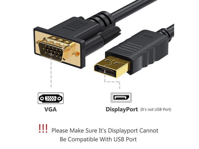 BUCIER DisplayPort to VGA Adapter, DP to VGA Cable 6 Feet Cable Male to Male 1080P HD Gold-Plated Cord Compatible for HP, Desktop, Laptop, for...