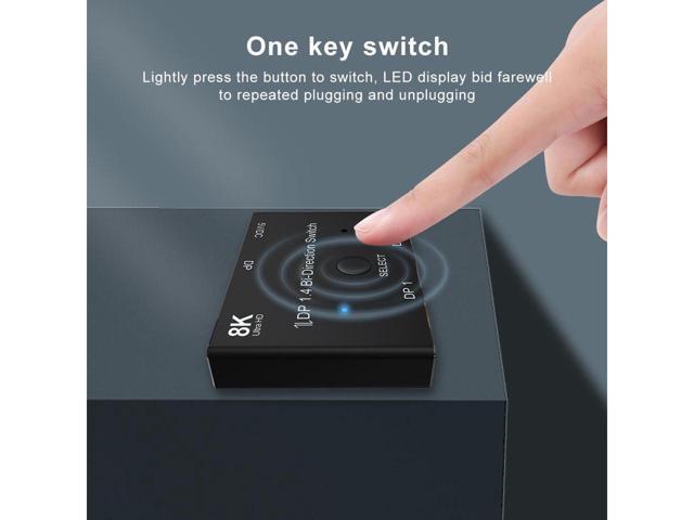 BUCIER 8K Displayport Splitter Switcher,ESTONE 8K@60Hz DP 1.4 Switcher, Two-Way DP Switch Selector Box 2x1 or 1x2, 4K@120Hz Manual Display Port...
