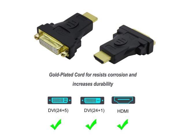 BUCIER [3-Pack] HDMI to DVI Adapter, Bi-Directional HDMI Male to DVI Female Converter, 1080P DVI to HDMI Conveter, 3D for Apple TV Box, HDTV, Xbox...