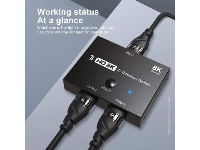 BUCIER HDMI 2.1 Ultra 8K HD Bi-Directional Switch 8K@60Hz 4K@120Hz 1in 2out, 2in 1out High Speed 48Gbps Splitter Converter Compatible with Xbox PS5...