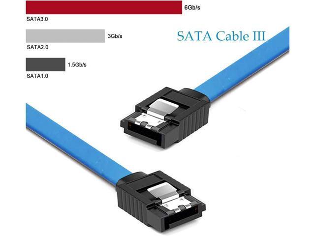 BUCIER 12-Pack SATA III Cable,SATA III 6.0 Gbps Data Cable Straight with Locking Latch 16 Inches SATA Cable Pack for HDDSSDCD and DVD Drives Blue