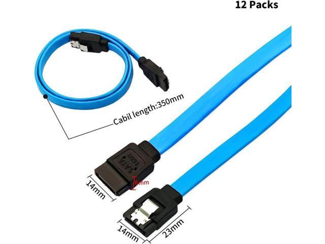 BUCIER 12-Pack SATA III Cable,SATA III 6.0 Gbps Data Cable Straight with Locking Latch 16 Inches SATA Cable Pack for HDDSSDCD and DVD Drives Blue