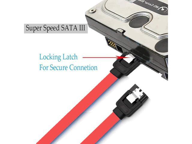 BUCIER 12-Pack SATA III Cable,SATA III 6.0 Gbps Data Cable Straight with Locking Latch 16 Inches SATA Cable Pack for HDDSSDCD and DVD Drives Red