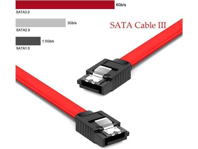 BUCIER 12-Pack SATA III Cable,SATA III 6.0 Gbps Data Cable Straight with Locking Latch 16 Inches SATA Cable Pack for HDDSSDCD and DVD Drives Red