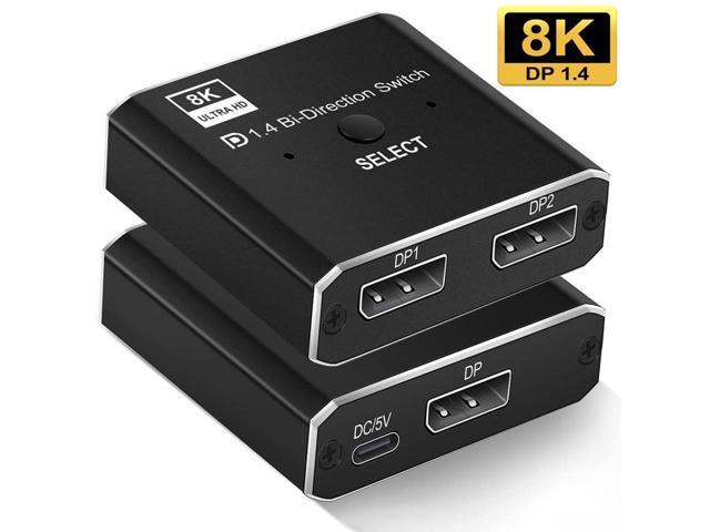 BUCIER 8K DP Switch Bidirectional Displayport 1.4 Switcher Displayport Splitter Convertor for Monitor Projector TV PC Laptop