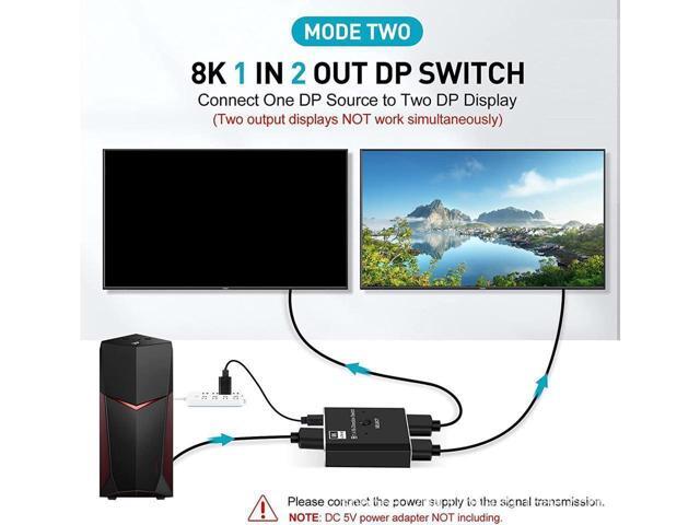 BUCIER 8K DP Switch Bidirectional Displayport 1.4 Switcher Displayport Splitter Convertor for Monitor Projector TV PC Laptop