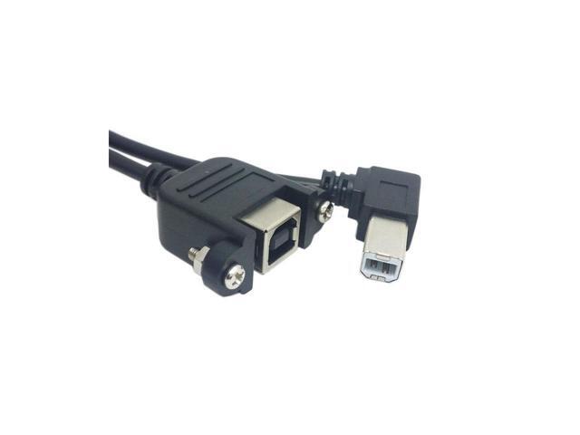 BUCIER 90 Degree Right Angled USB B Male to Female extension cable with screws for Panel Mount 1m
