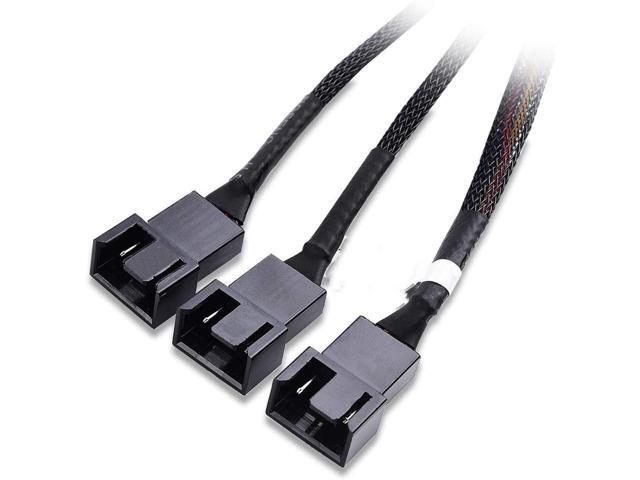 BUCIER 2-Pack 3 Way 4 Pin PWM Fan Splitter Cable - 12 Inches & PWM 4 Pin Fan Extension Cable