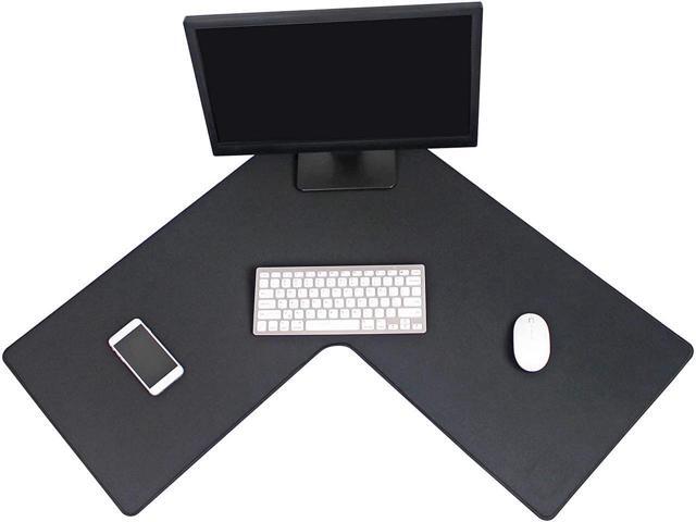 BUCIER L Shaped Mouse Pad - Large, 3mm thickness, Stitched Edges, Water Resistant - Corner Mouse Mat for L Shaped Desk, Corner Desk and Gaming Setup