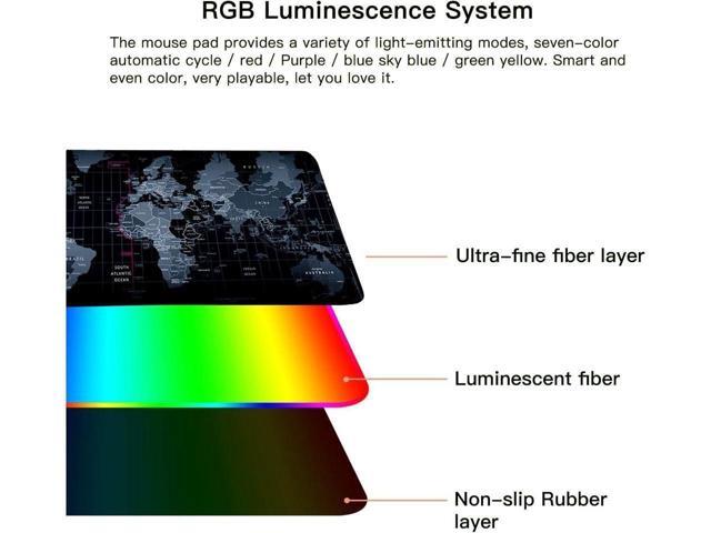 BUCIER Extended RGB Gaming Mouse Pad, Extra Large Gaming Mouse Mat for Gamer, Waterproof Office Desktop Mat with 10 Lighting Mode, for PC Computer...