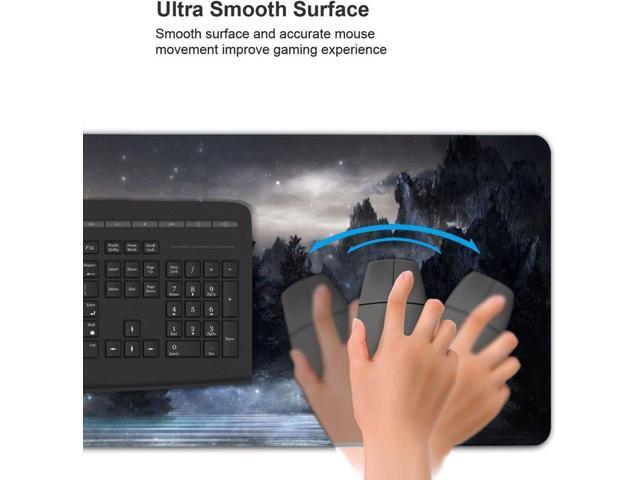 BUCIER Forest Extra Large Black Gaming Mouse Pad Non-Slip Rubber Base Giant Mountain Mousepad 35.4×15.7in with Stitched Edge Waterproof Keyboard...