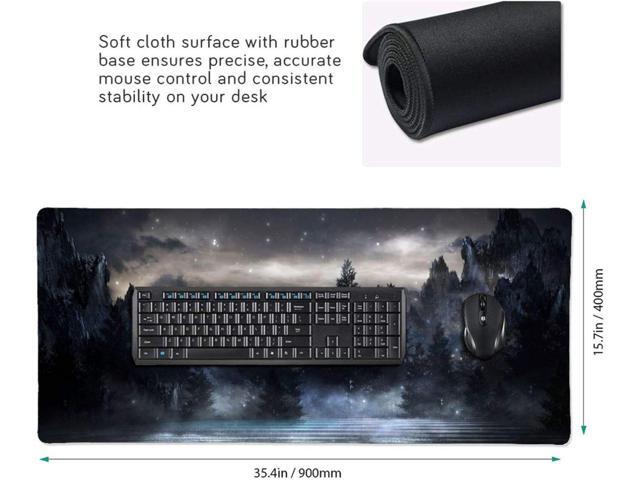 BUCIER Forest Extra Large Black Gaming Mouse Pad Non-Slip Rubber Base Giant Mountain Mousepad 35.4×15.7in with Stitched Edge Waterproof Keyboard...