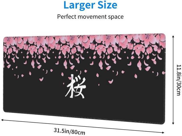 BUCIER Sakura Extended Mouse Pad 31.5x11.8 Inch XL Japanese Word Cherry Blossom Flower Non-Slip Rubber Base Large Gaming Mousepad Stitched Edges...