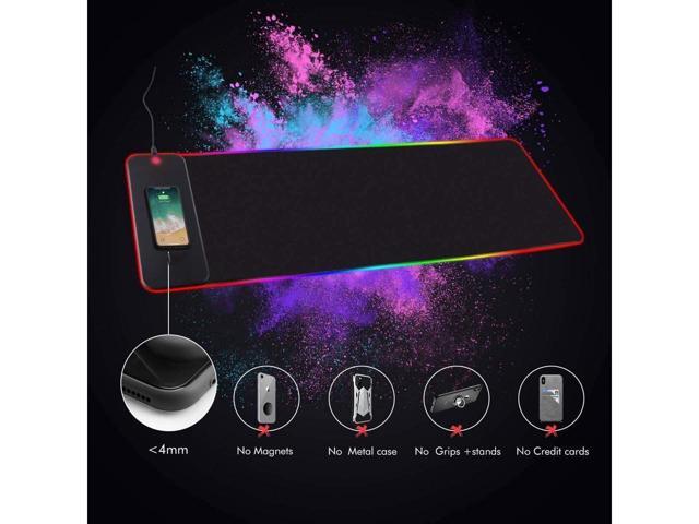 BUCIER Wireless Charging RGB Gaming Mouse Pad 10W,Extended Large Mouse Mat Desk Pad LED Mouse Mat 800x300x4MM, 10 Light Modes Extra Large Mousepad...