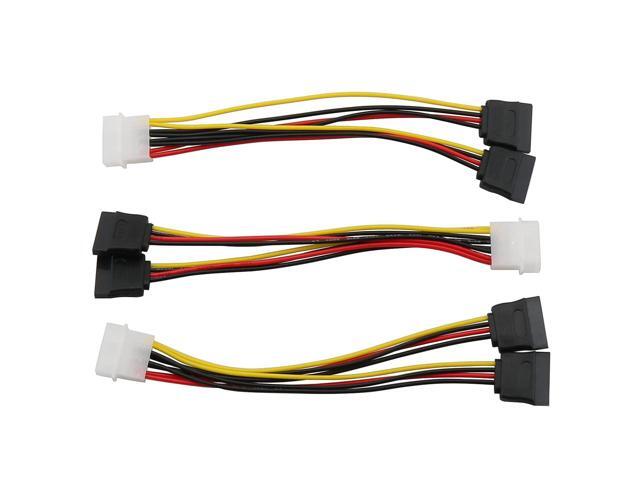 BUCIER 3-Pack 4 Pin Molex to Dual SATA Power Y-Cable Adapter- 6 Inches