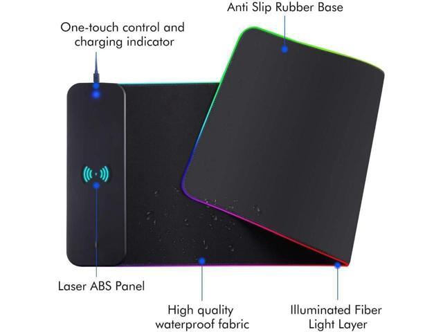 BUCIER Wireless Charging RGB Gaming Mouse Pad 10W, LED Mouse Mat 800x300x4MM, 10 Light Modes Extra Large Mousepad Non-Slip Rubber Base Computer...
