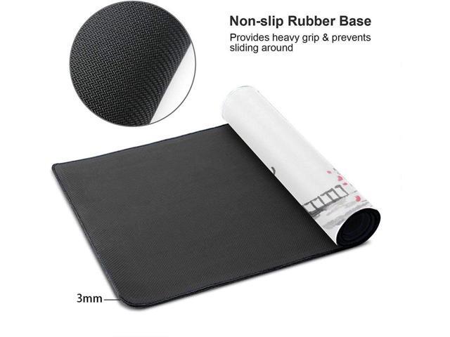 BUCIER Black and White Sumi-E Painting Cherry Blossom Temple Art Gaming Mouse Pad XL Extended Large Mouse Mat Desk Pad Stitched Edges Mousepad Long...