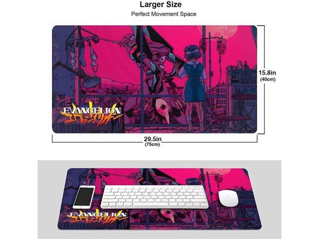 BUCIER Kawaii Anime Neon Genesis Evangelion Mouse Pad 15.8x29.5 in Multipurpose Waterproof Mousepad Desk Mat for Gamer Office Home, Black
