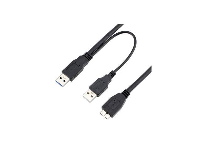 BUCIER Dual USB3.0 A Male to Micro USB 3.0 Y cable with Extra Power for Mobile HDD 0.5M